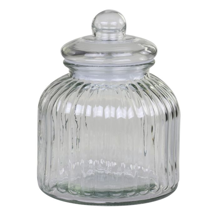 Chic Antique / Skleněná úložná dóza Grooves Clear 2,9 l