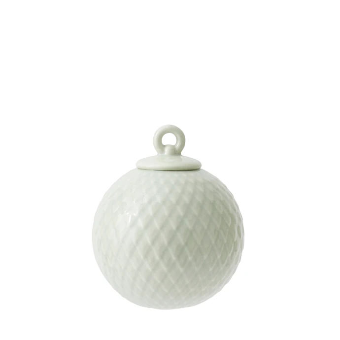 LYNGBY / Porcelánová vánoční baňka Rhombe Soft Green 7cm