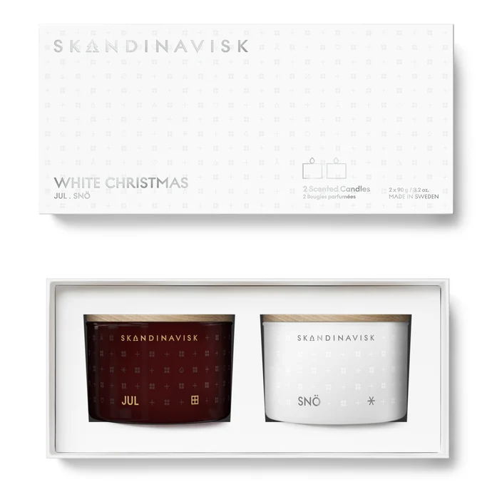 SKANDINAVISK / Dárková sada mini svíček White Christmas 2 x 90 g