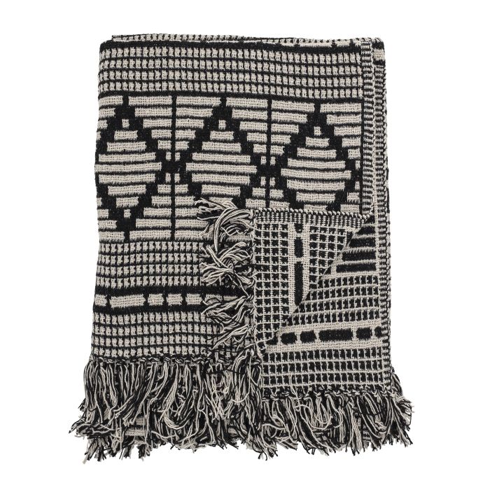 Bloomingville / Bavlněný přehoz Black Ornament 160×130 cm