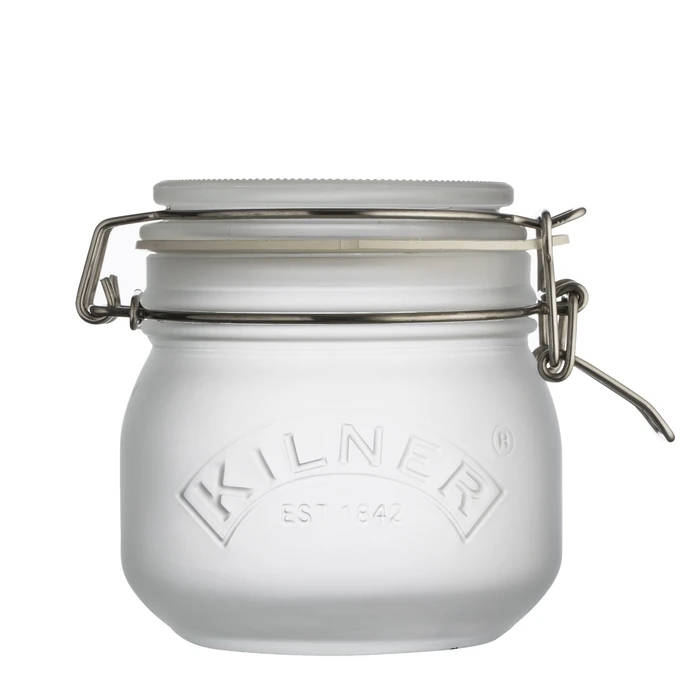 KILNER / Sklenená dóza s klipom White Frosted 500 ml