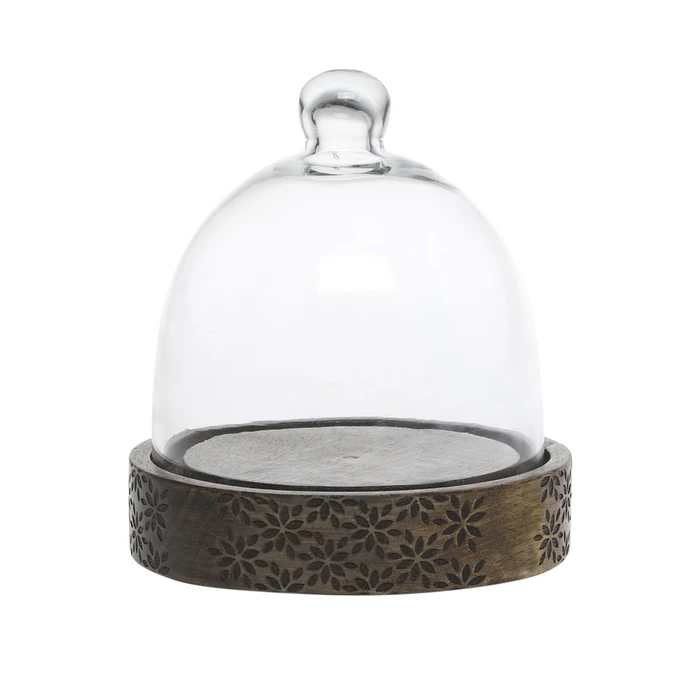 Chic Antique / Skleněný poklop s dřevěnou základnou Tours 15 cm