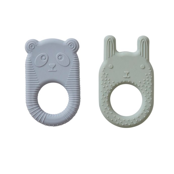 OYOY / Hryzátko Ninka a Ling Ling Pale Mint/Dusty Blue - set 2 ks