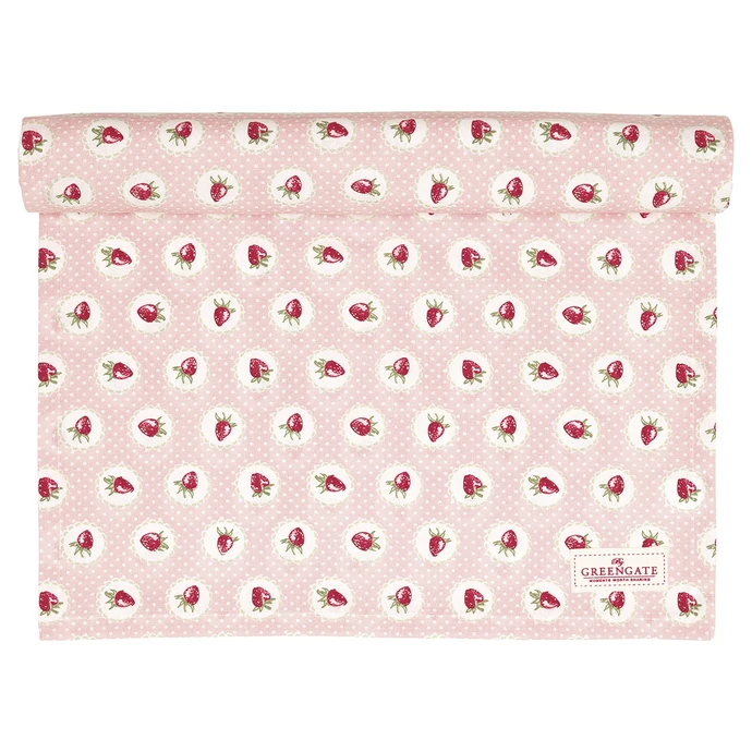 GREEN GATE / Běhoun na stůl Strawberry Pale pink 140x45 cm