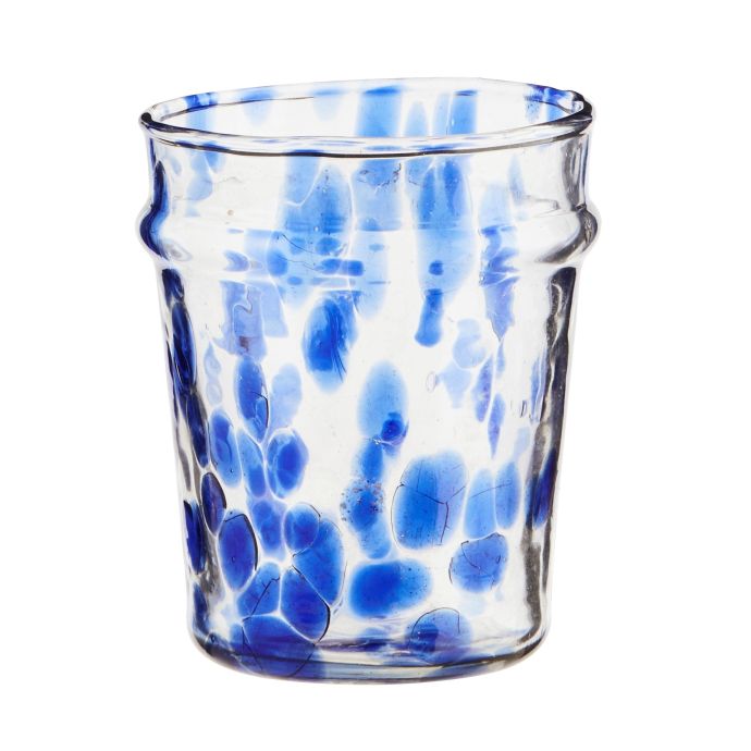 MADAM STOLTZ / Sklenice na vodu z brokového skla Blue/Clear 200 ml
