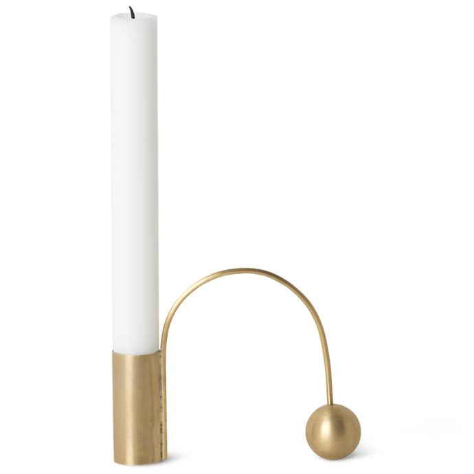 ferm LIVING / Kovový svietnik Brass Balance Candle Holder