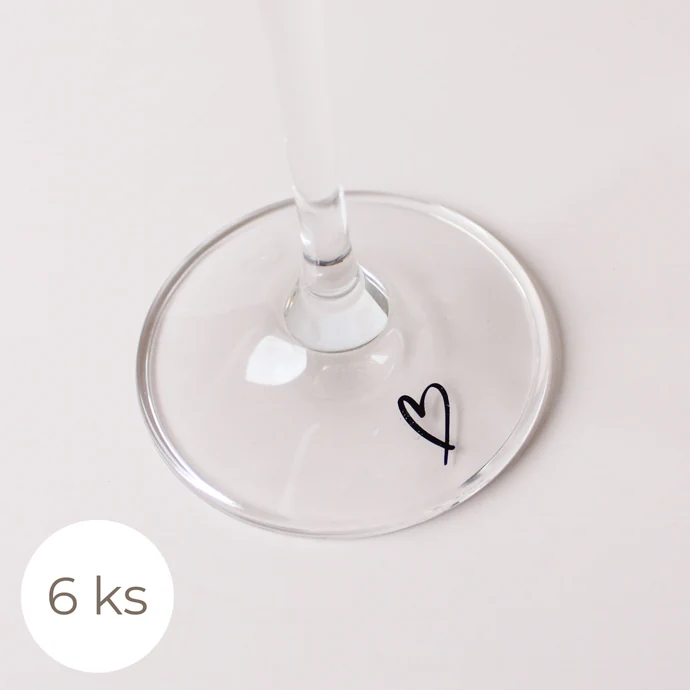 Bella Rose / Sklenice na víno Srdíčko – set 6 ks