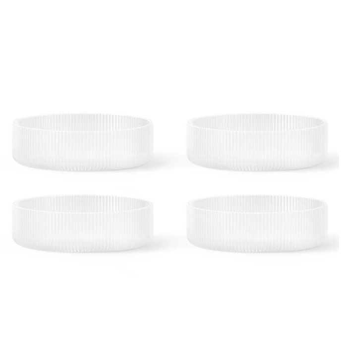 Ferm Living / Skleněná miska Ripple Frosted – set 4 ks