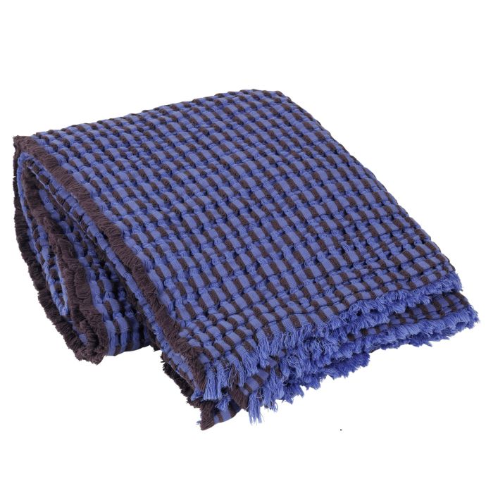 Broste / Bavlněný přehoz Linda Baja Blue 130x180cm