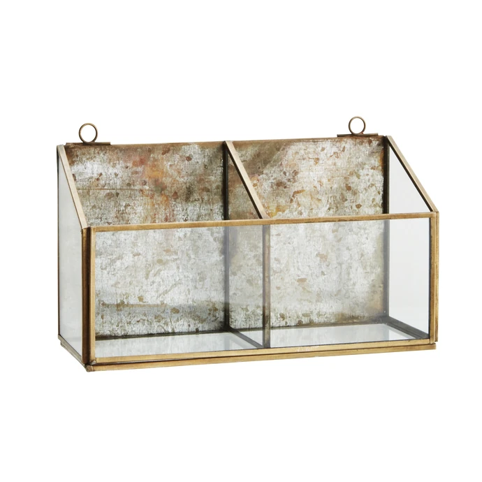 MADAM STOLTZ / Nástenný sklenený box Antique brass