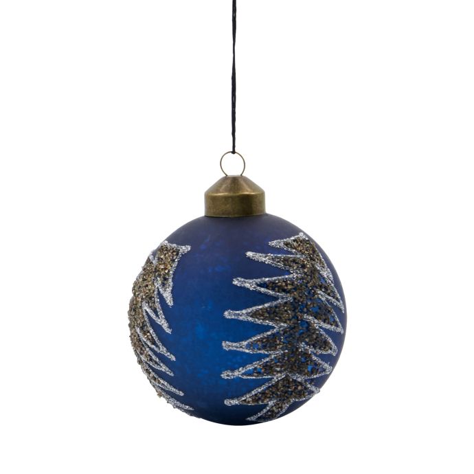 House Doctor / Sklenená vianočná ozdoba Pine Blue 8 cm