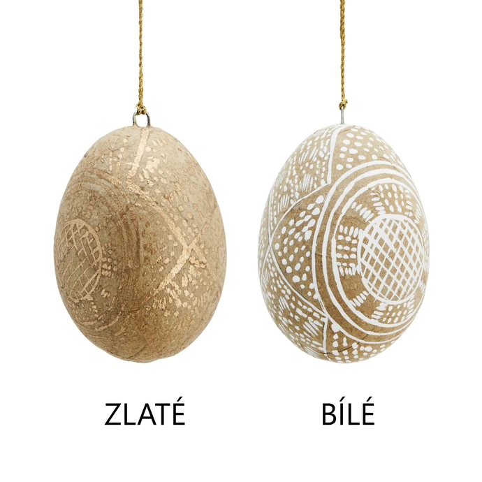 MADAM STOLTZ / Velikonoční vajíčko Handpainted Gold/White