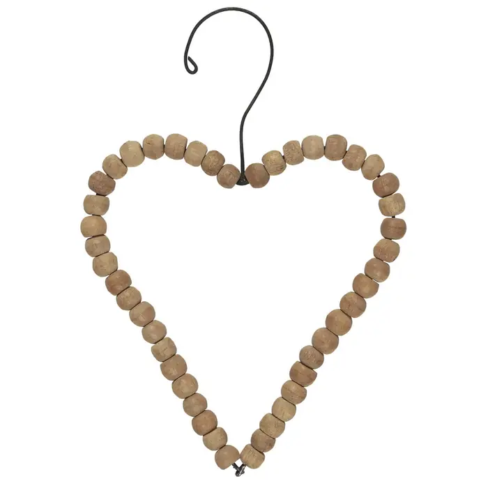 Ib Laursen / Závesná drevená dekorácia Heart Wooden Beads - větší