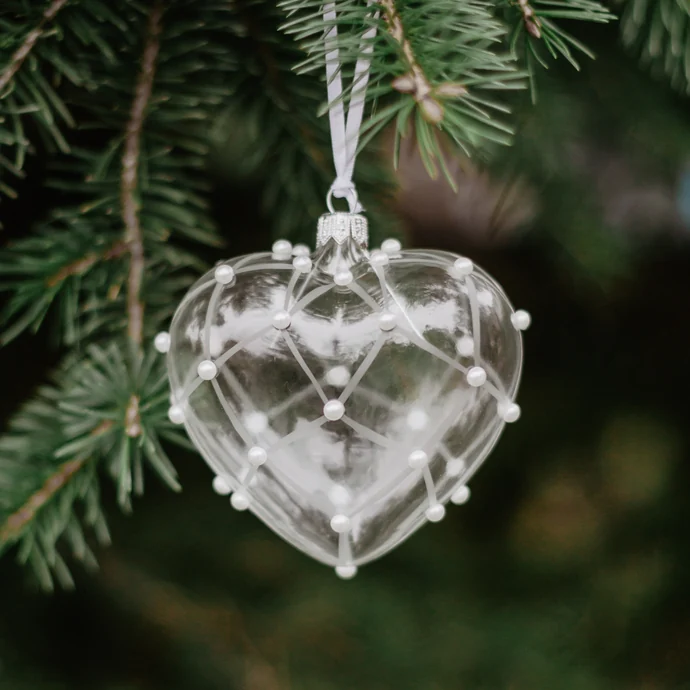 GLASSOR / Sklenená vianočná ozdoba Pearls Matt - srdce