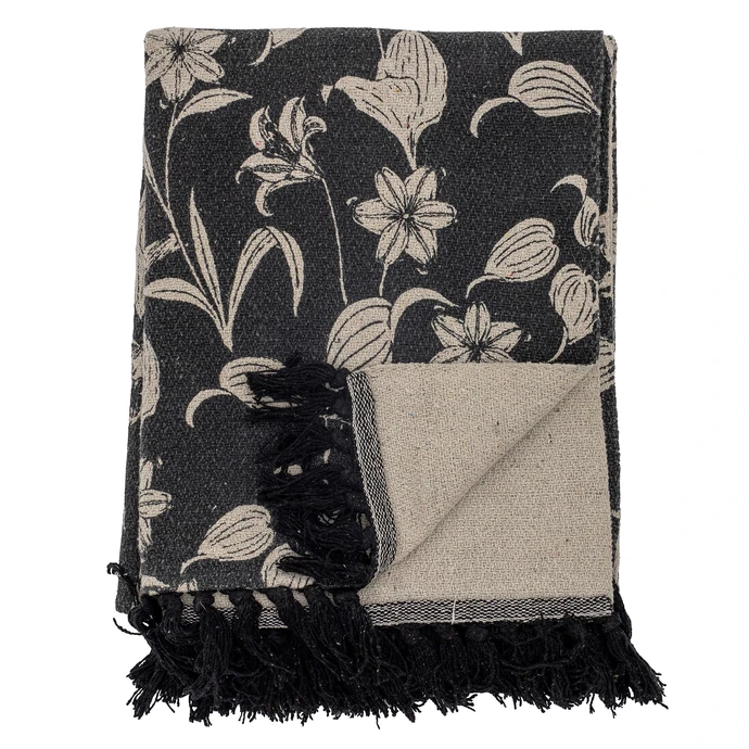 Bloomingville / Přehoz z recyklované bavlny Mali Black 160 x 130 cm