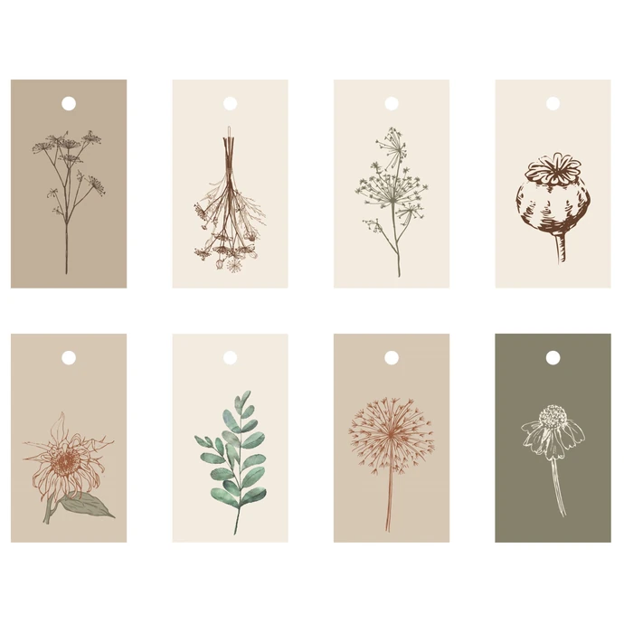 Ib Laursen / Papírový štítek Flower Designs – set 8 ks