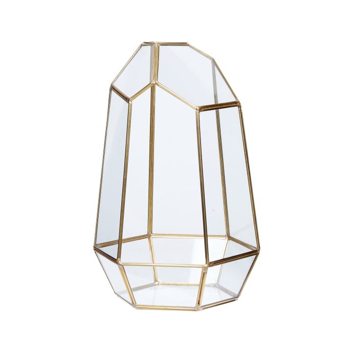 Hübsch / Sklenený box Polyhedron Brass