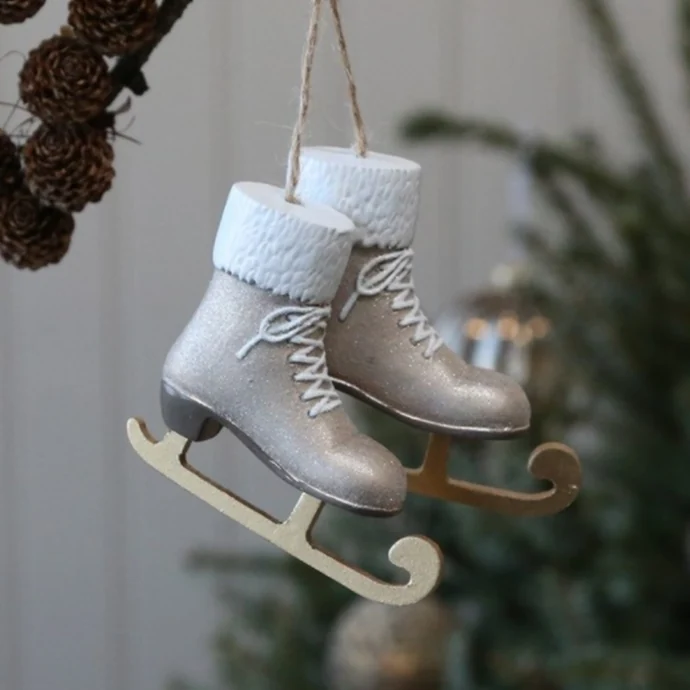 Chic Antique / Vánoční ozdoba Champagne & Glitter Skates