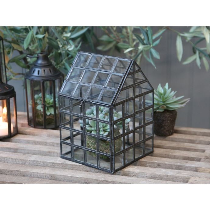 Chic Antique / Sklenený box Greenhouse Black Iron