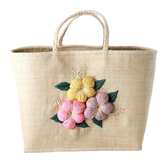rice / Velká nákupní taška Raffia Flowers