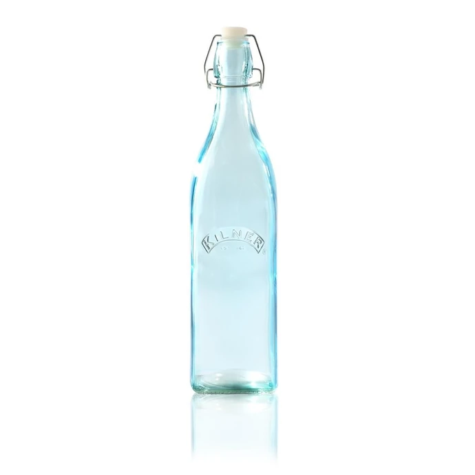 KILNER / Hranatá fľaša s klipsou Blue 1 l