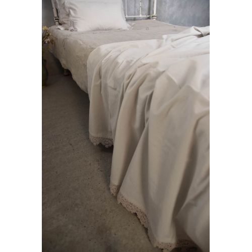 Jeanne d'Arc Living / Bavlněný přehoz na postel Lace Beige 140 × 280 cm