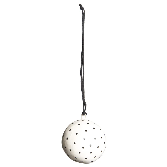 IB LAURSEN / Vianočná mini ozdoba Ball White/black dot