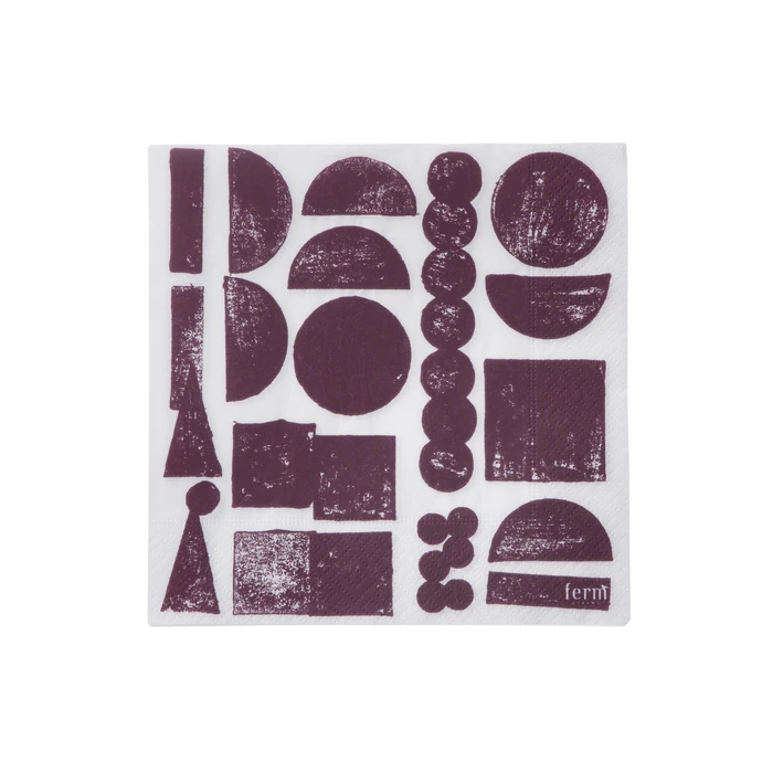 Ferm Living / Papírové ubrousky Aubergine Stamp