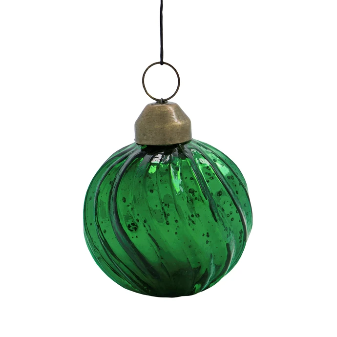 House Doctor / Skleněná vánoční ozdoba Twist Green 6,5cm