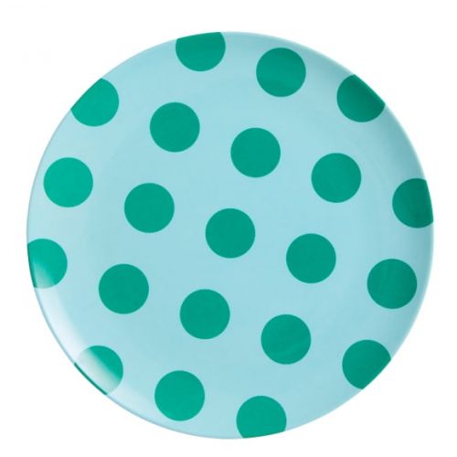 rice / Melaminový talířek Mint Green Dots 20,5 cm