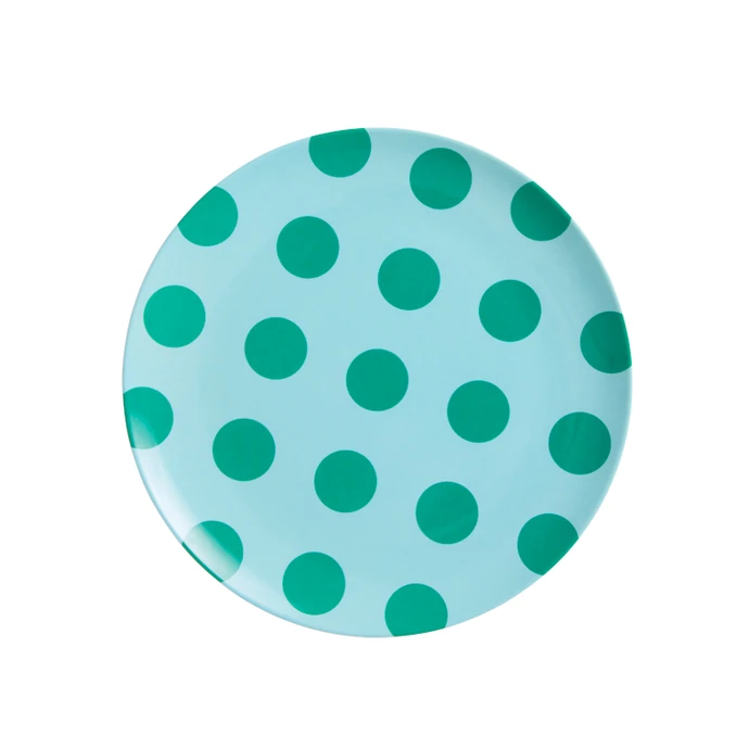 rice / Melamínový tanierik Mint Green Dots 20,5 cm