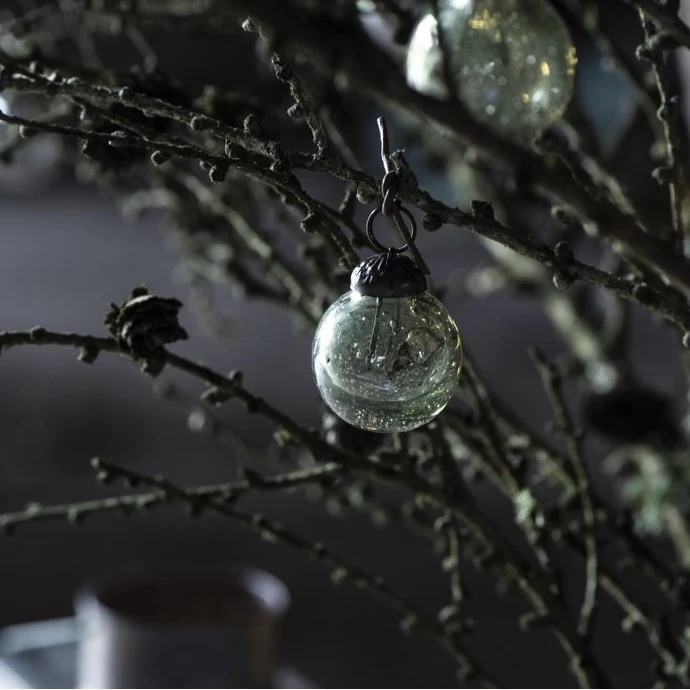 IB LAURSEN / Vianočná ozdoba Pebbled Glass Moss Green Mini - set 8 ks
