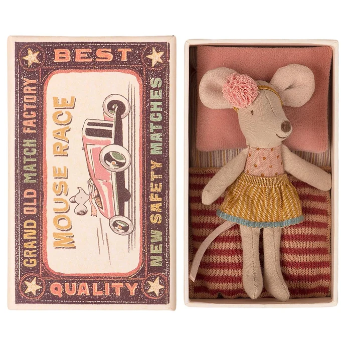 Maileg / Myška v krabičce od sirek Little sister Pink