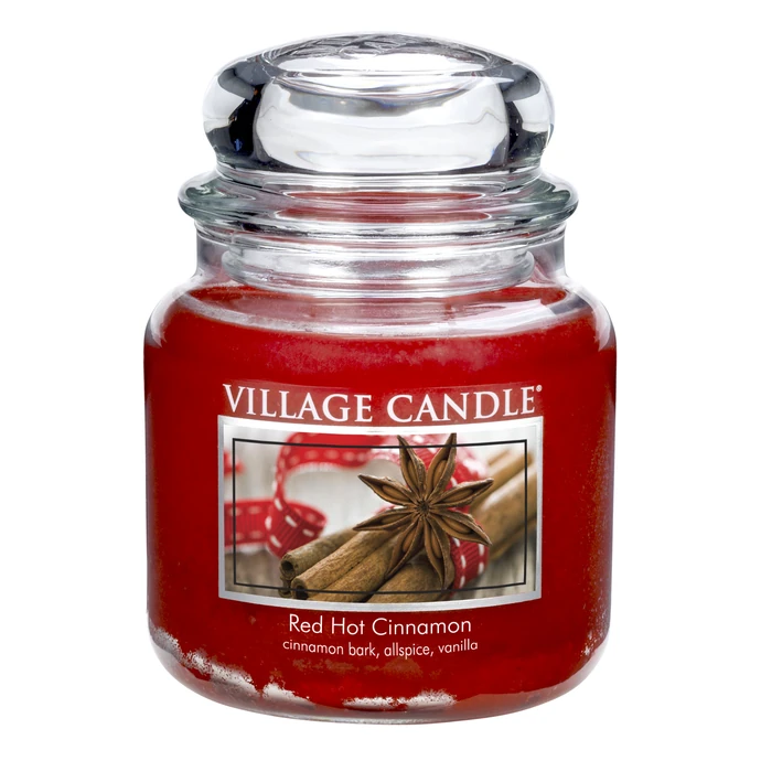 VILLAGE CANDLE / Svíčka ve skle Red Hot Cinnamon - střední