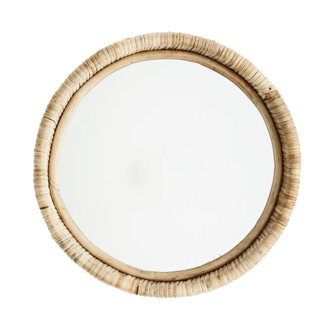 MADAM STOLTZ / Kulaté zrcadlo v bambusovém rámu Natural