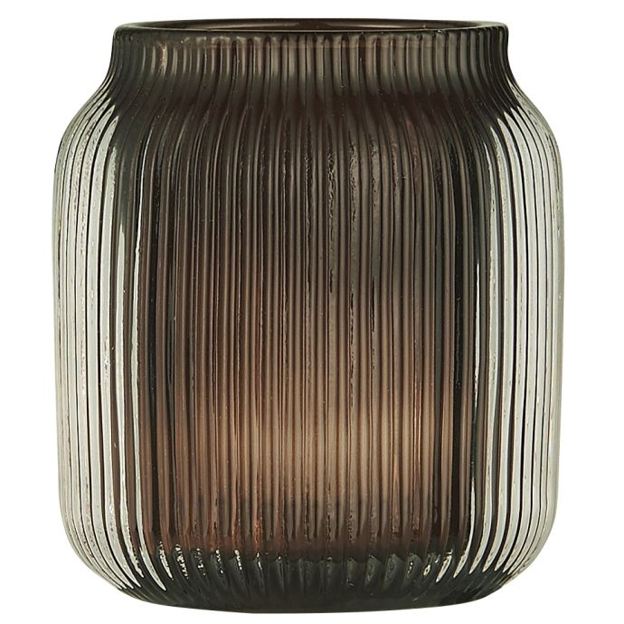 IB LAURSEN / Skleněný svícen na čajovou svíčku Dark Brown 8cm