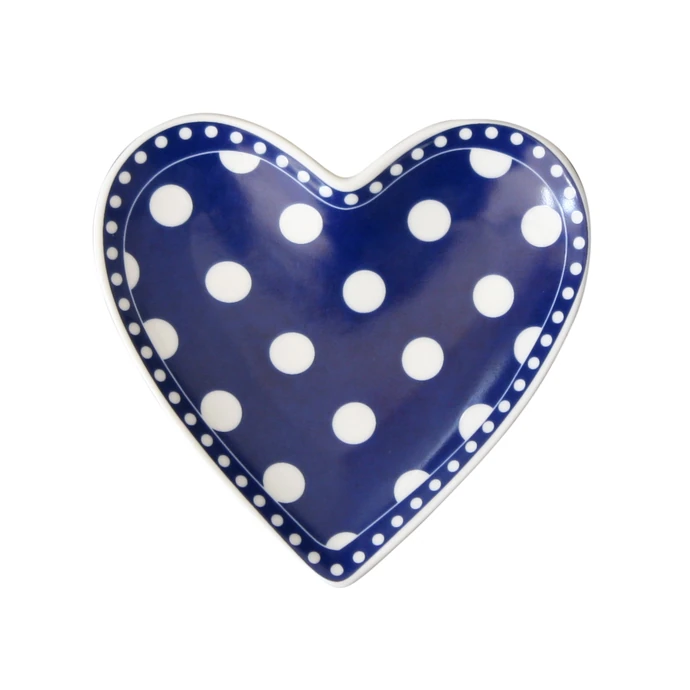Krasilnikoff / Porcelánový tácek Heart Dots Dark Blue