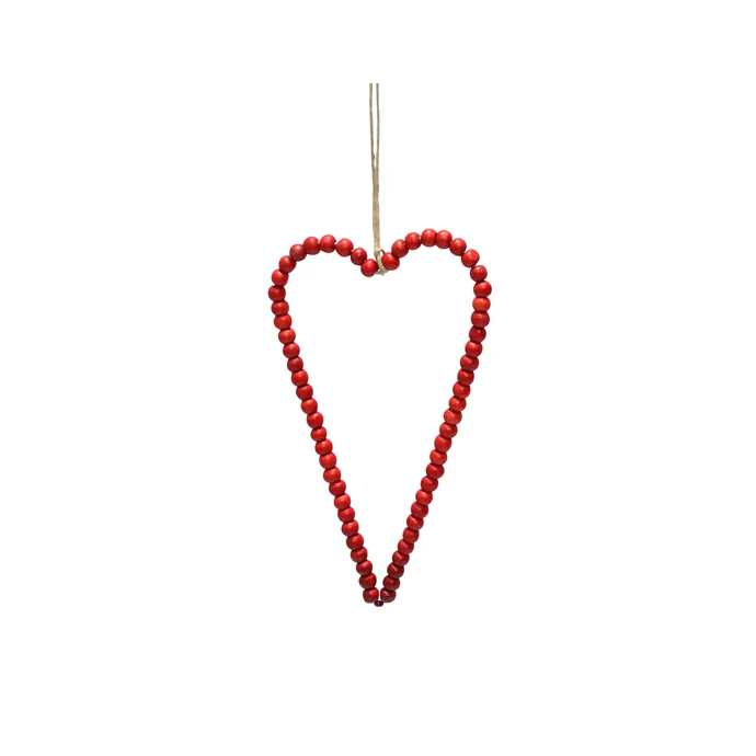 Krasilnikoff / Dekorativní srdce z dřevěných korálků Red