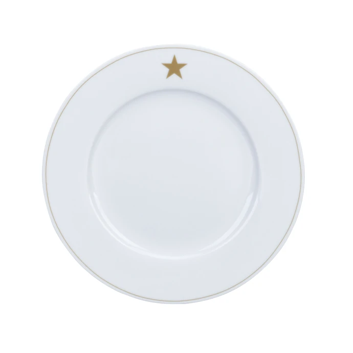 Krasilnikoff / Porcelánový dezertní talíř Star Gold 20 cm