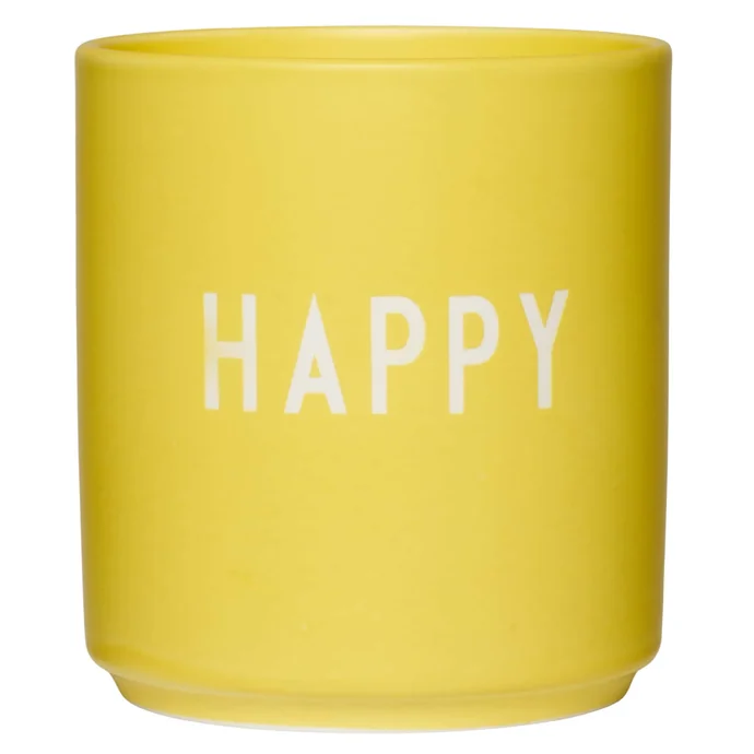 DESIGN LETTERS / Porcelánový hrnek Yellow Happy 300 ml