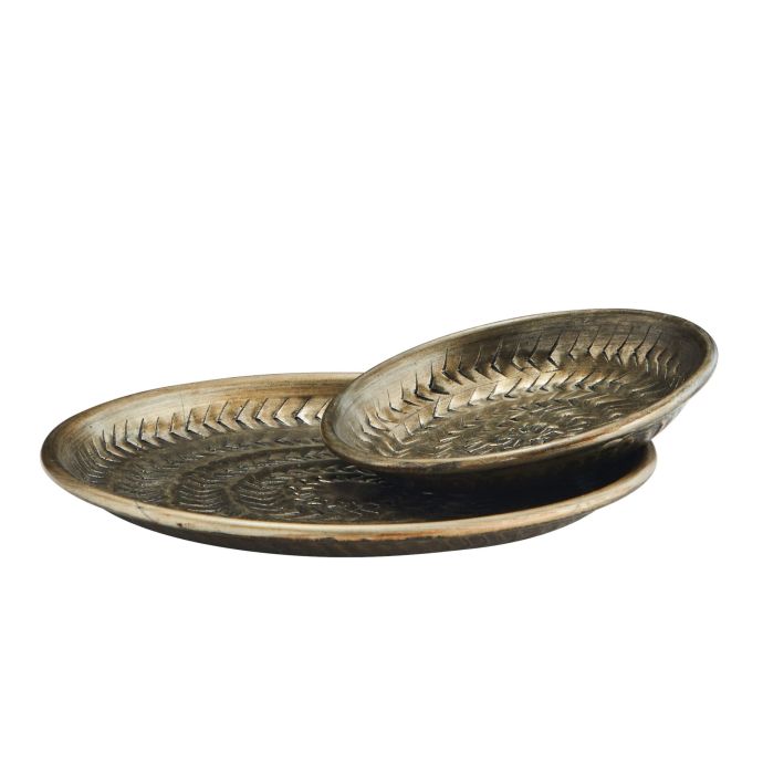 MADAM STOLTZ / Okrúhla hliníková tácka Hammered Antique Brass