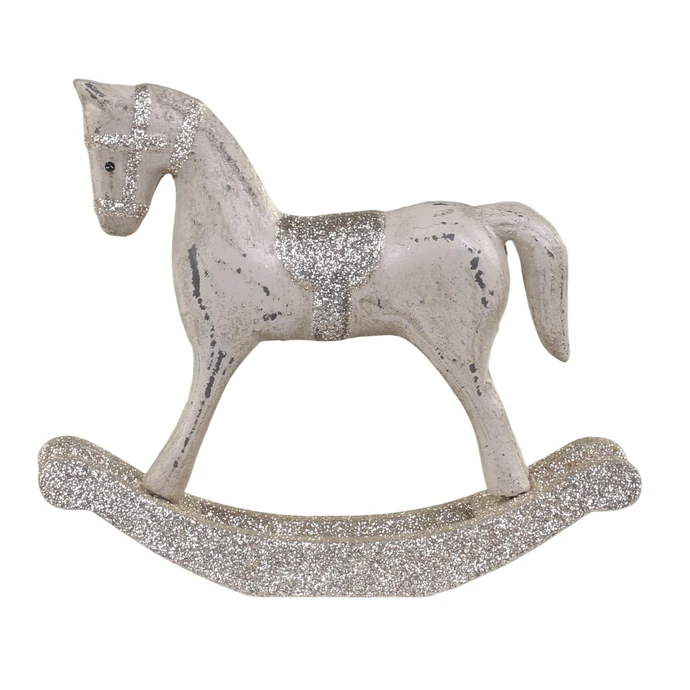 Chic Antique / Vánoční dekorace Rocking Horse Antique Latte 12 cm