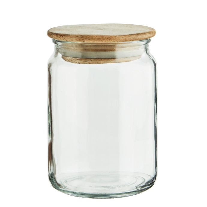 MADAM STOLTZ / Skleněná dóza Wooden Lid 650 ml