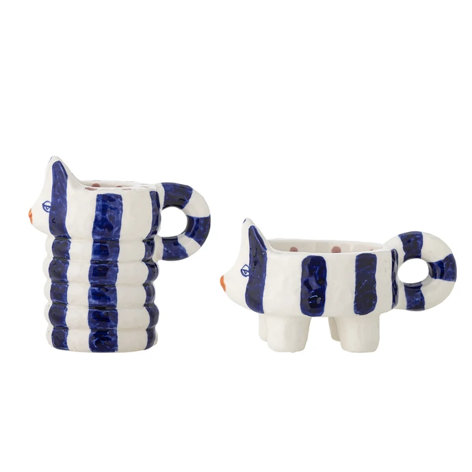 Bloomingville / Keramický svícen Caty Blue – set 2 ks