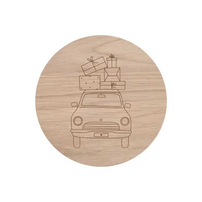 Eulenschnitt / Dřevěný podtácek Christmas Car
