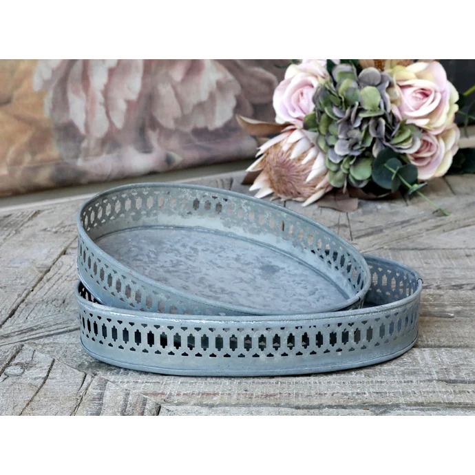 Chic Antique / Zinkový tác Lace Border Antique Zinc