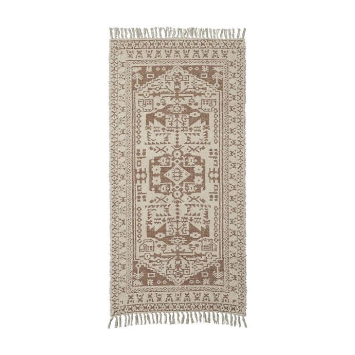 House Doctor / Bavlnený koberec so strapacami Wowe Beige 200×90 cm