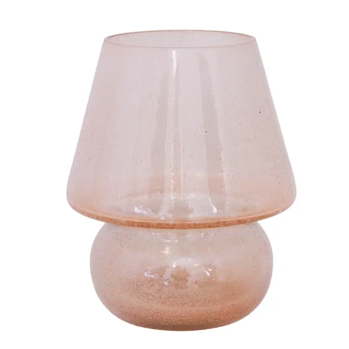 Strömshaga / Skleněná lucerna na čajovou svíčku Mushroom Ash Pink