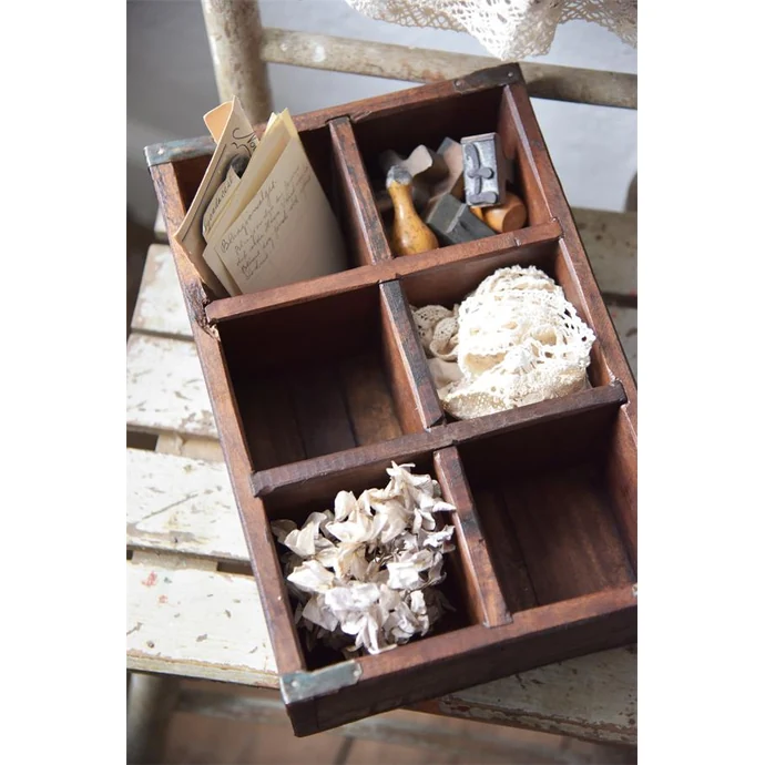 Jeanne d'Arc Living / Dřevěný box s přihrádkami Old Wood