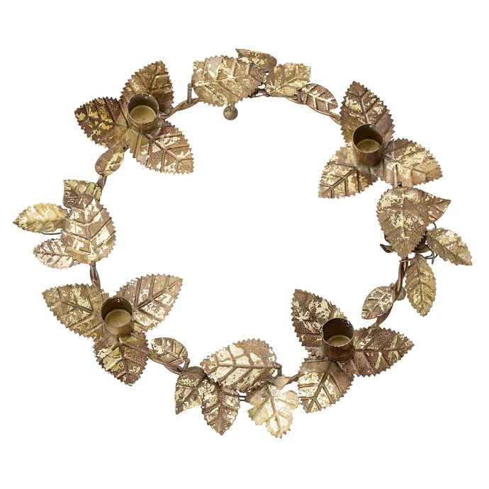 Bloomingville / Adventní svícen Bronze Leaves ⌀ 28 cm